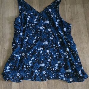 Floral Blue Sleeveless Top